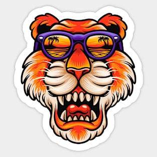 Cool Tiger with Summer Vibes Sticker